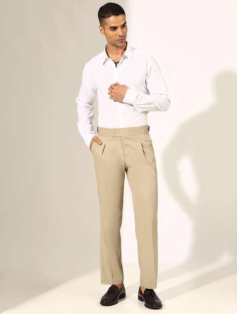 men solid low rise formal trouser - 22244249 -  Standard Image - 4