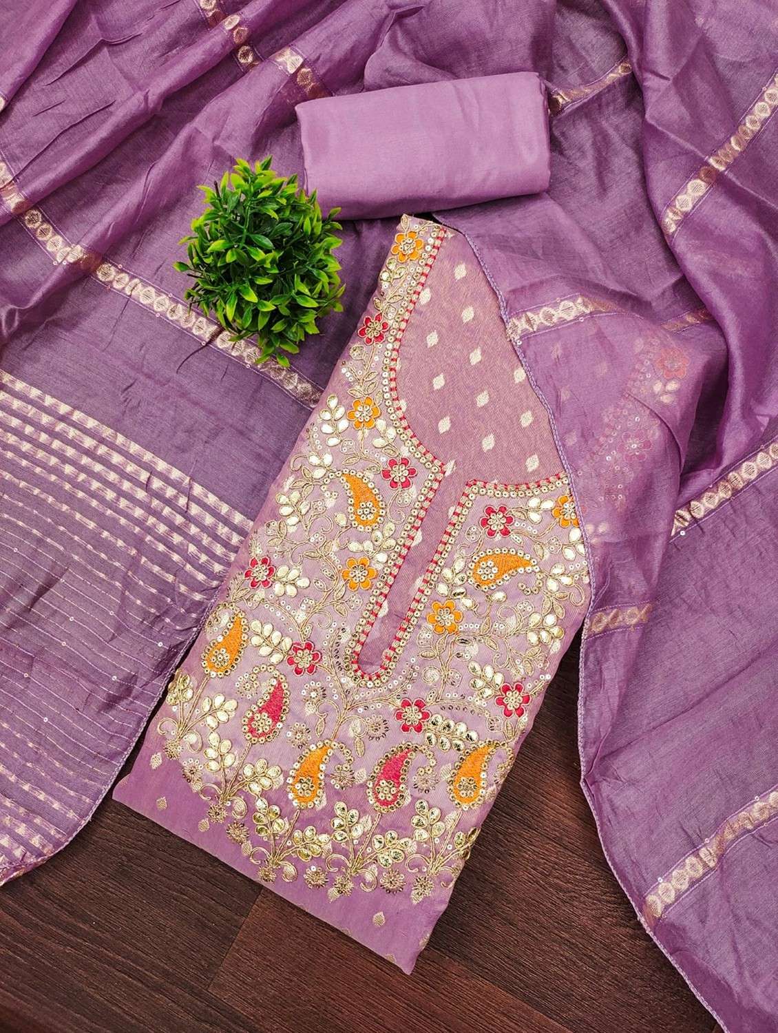 women self design embroidered unstitched suit set - 22244257 -  Standard Image - 1