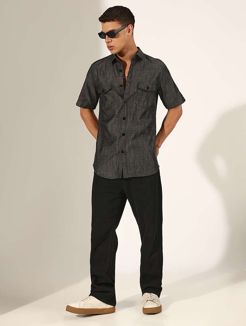 Men Solid Short Sleeve Regular Fit Casual Shirt - 22244268 -  Standard Image - 4