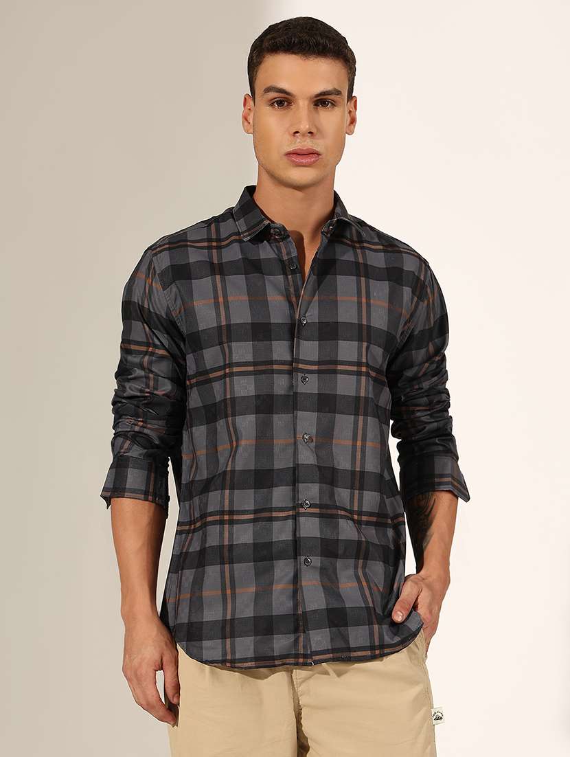 men checkered long sleeve regualr fit casual shirt - 22244270 -  Standard Image - 1