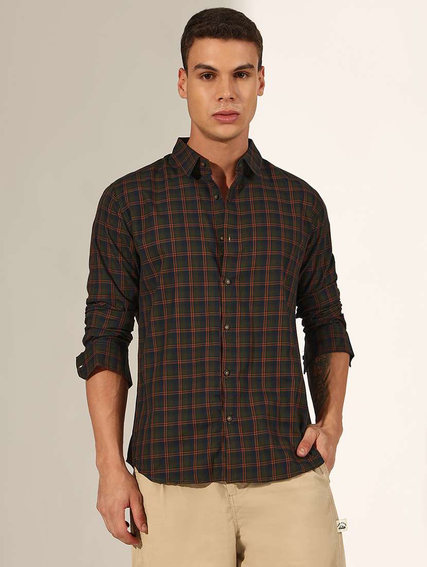 men checkered long sleeve regualr fit casual shirt - 22244272 -  Standard Image - 1