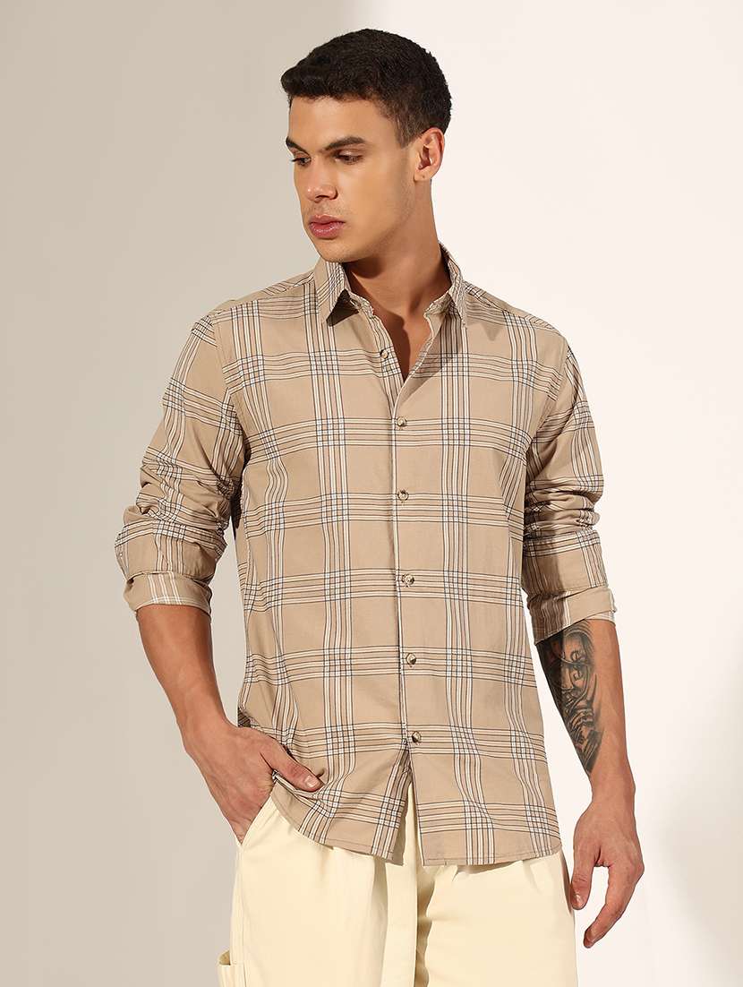 men checkered long sleeve regualr fit casual shirt - 22244274 -  Standard Image - 1