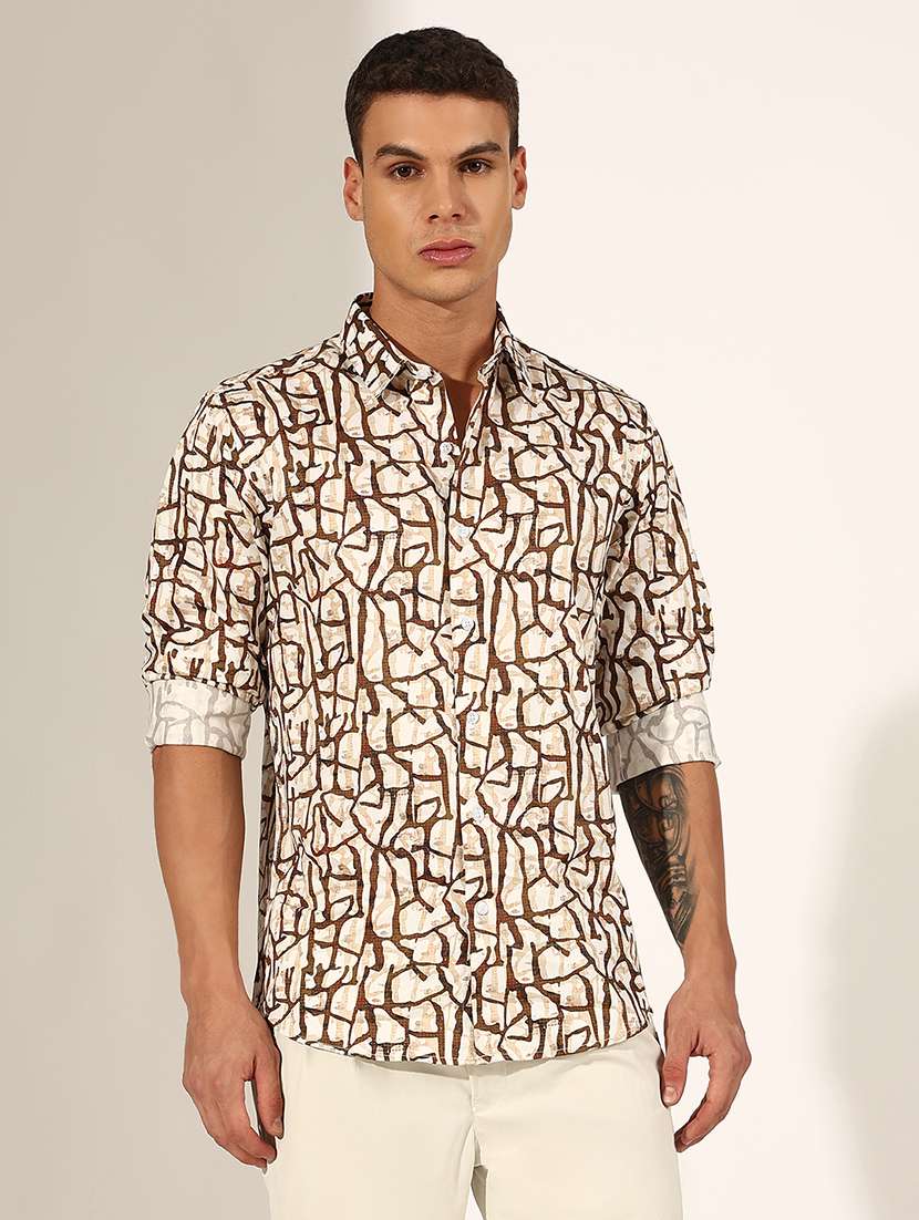 men printed long sleeve regualr fit casual shirt - 22244276 -  Standard Image - 1