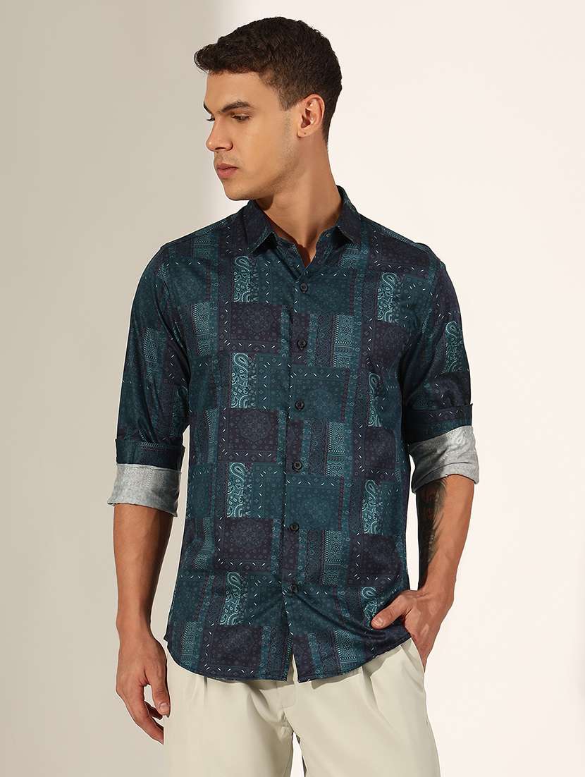 men printed long sleeve regualr fit casual shirt - 22244277 -  Standard Image - 1