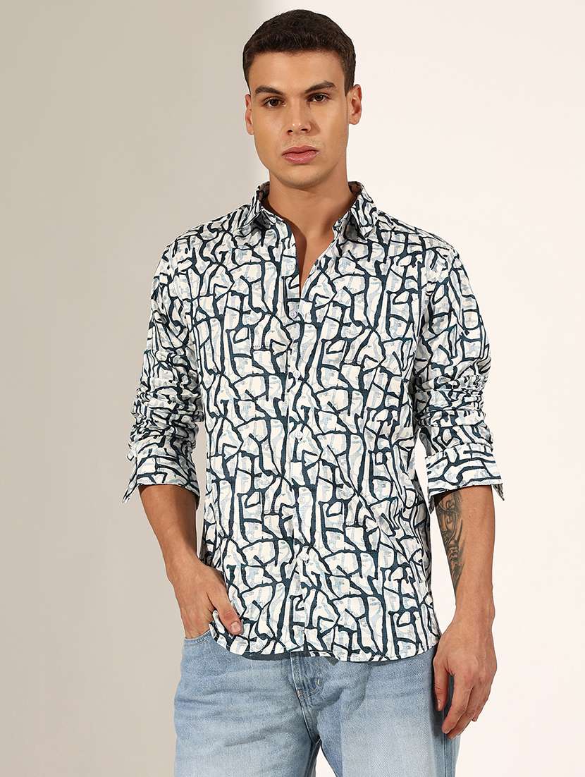 men printed long sleeve regualr fit casual shirt - 22244278 -  Standard Image - 1