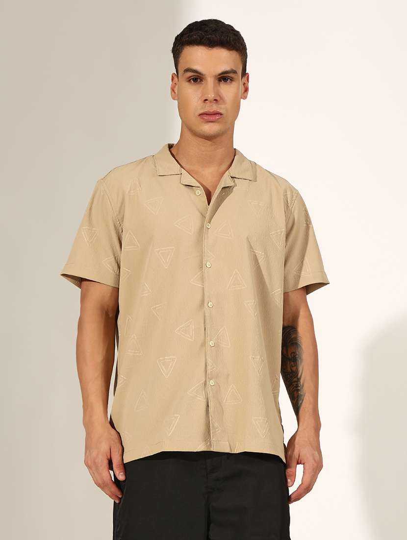 men self design short sleeve loose fit casual shirt - 22244280 -  Standard Image - 1