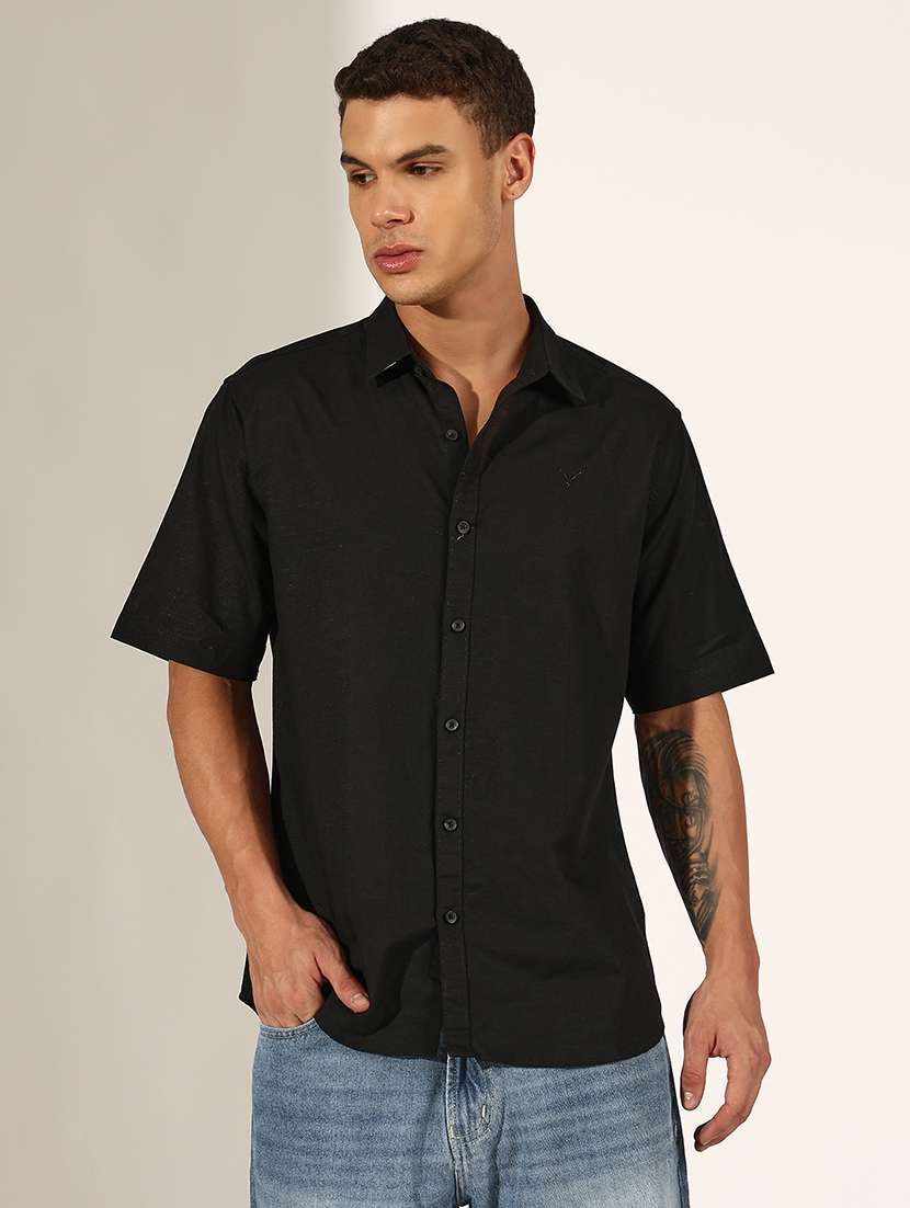 men solid short sleeve regular fit casual shirt - 22244282 -  Standard Image - 1