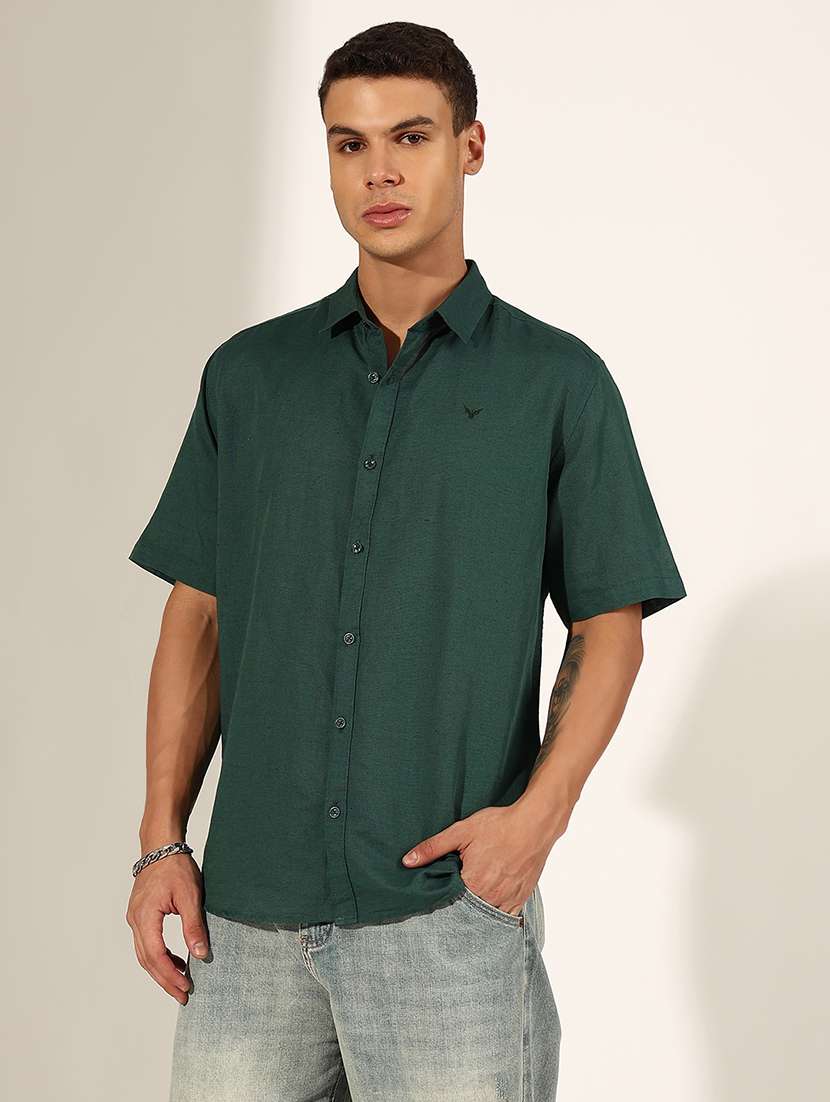 men solid short sleeve regular fit casual shirt - 22244283 -  Standard Image - 1
