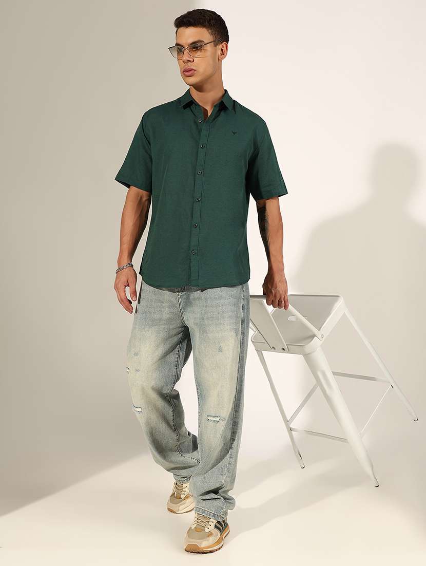 men solid short sleeve regular fit casual shirt - 22244283 -  Standard Image - 4