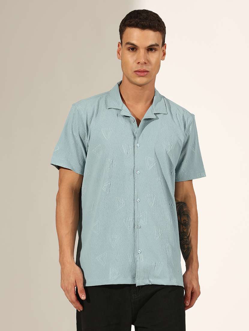 men self design short sleeve loose fit casual shirt - 22244284 -  Standard Image - 1