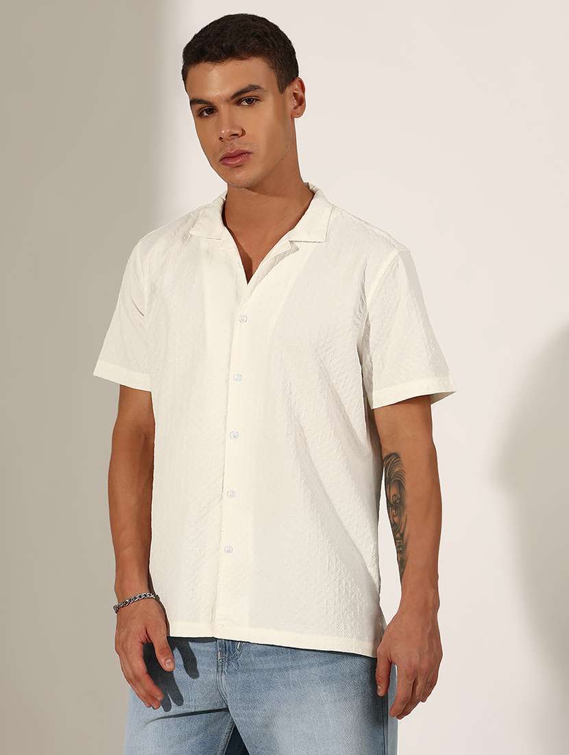 men self design short sleeve loose fit casual shirt - 22244285 -  Standard Image - 1