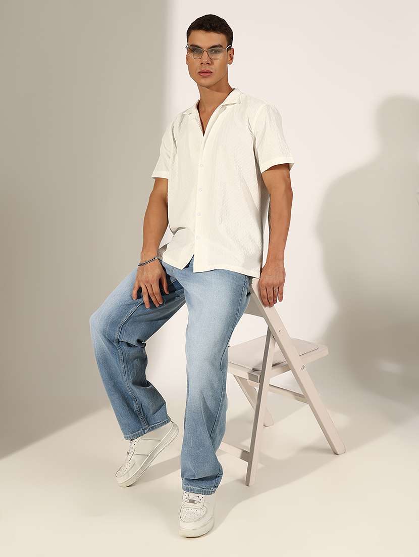 men self design short sleeve loose fit casual shirt - 22244285 -  Standard Image - 4