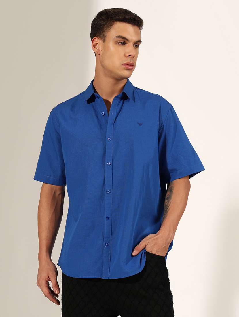 men solid short sleeve regular fit casual shirt - 22244288 -  Standard Image - 1