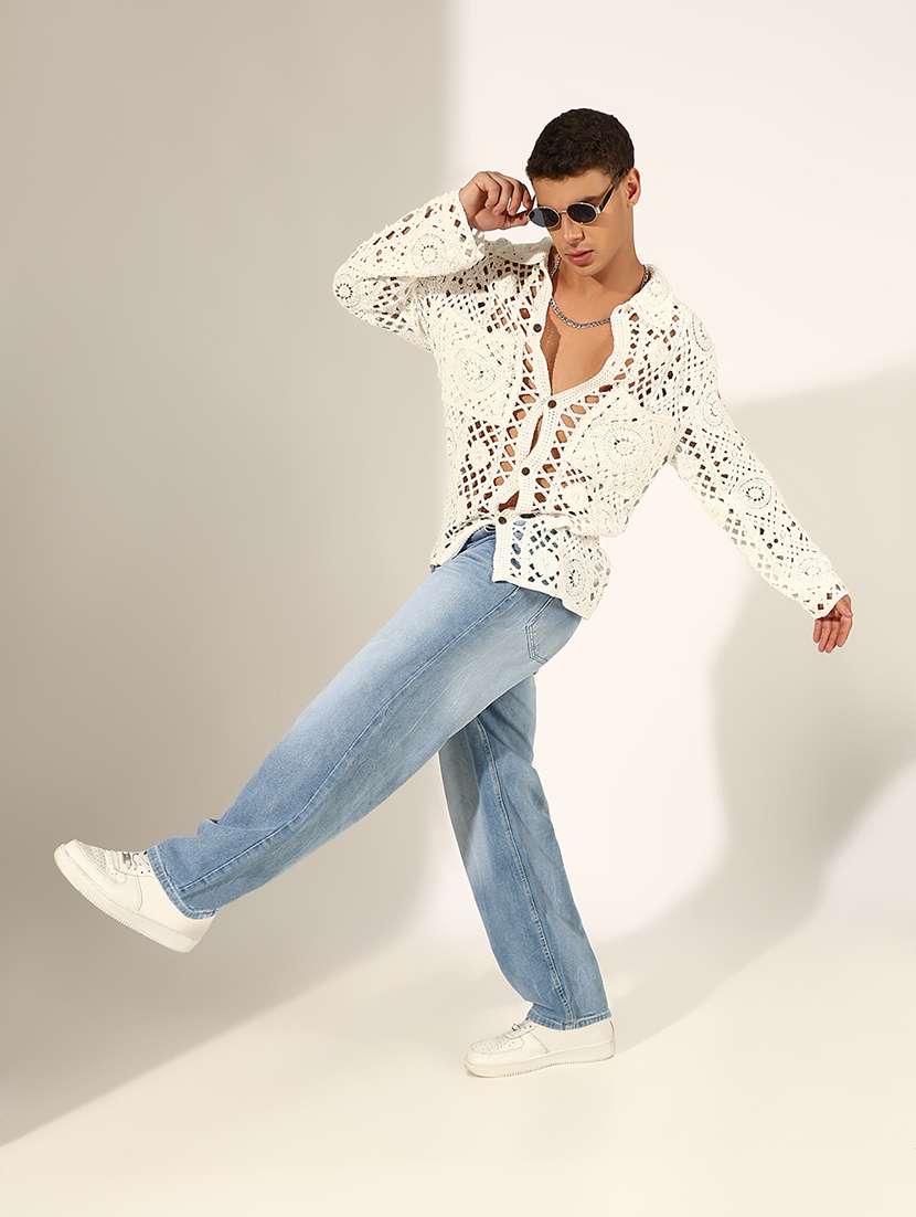 men self designed long sleeve loose fit shirt - 22244290 -  Standard Image - 4