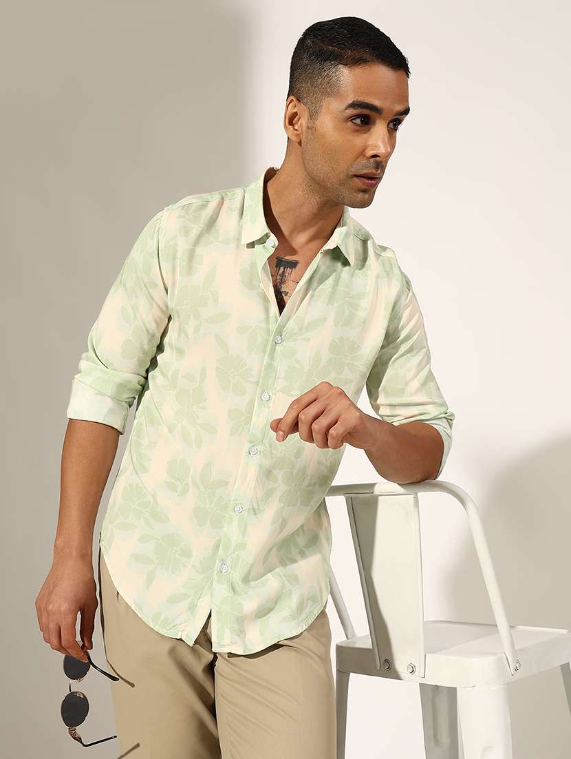 men floral long sleeve regualr fit casual shirt