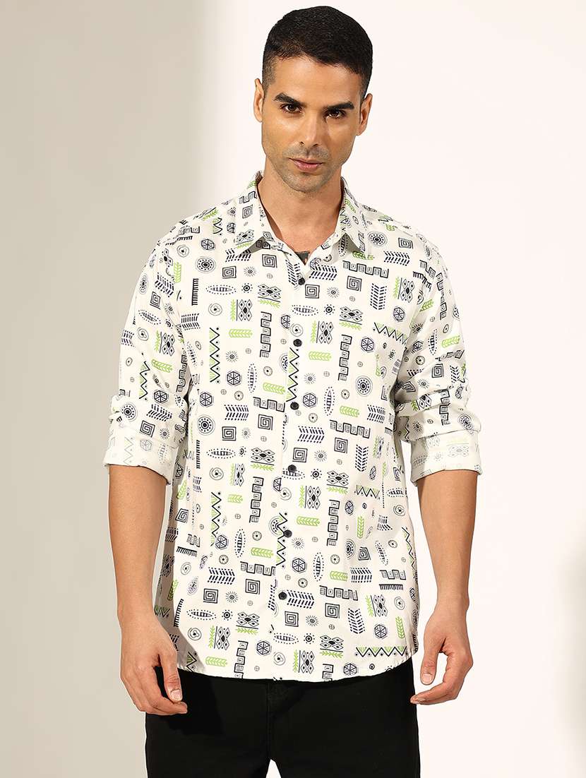 men printed long sleeve regular fit casual shirt - 22244296 -  Standard Image - 1