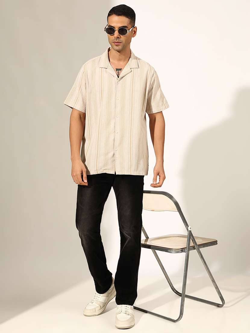 men striped short sleeve loose fit shirt - 22244297 -  Standard Image - 4