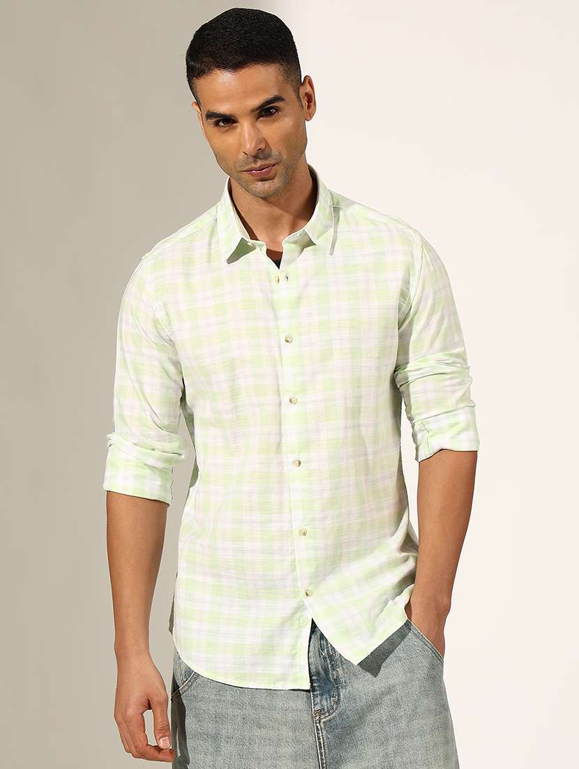 men checkered collared long sleeve shirt - 22244299 -  Standard Image - 1