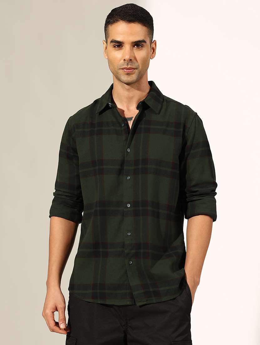 men checkered long sleeve regualr fit casual shirt - 22244300 -  Standard Image - 1