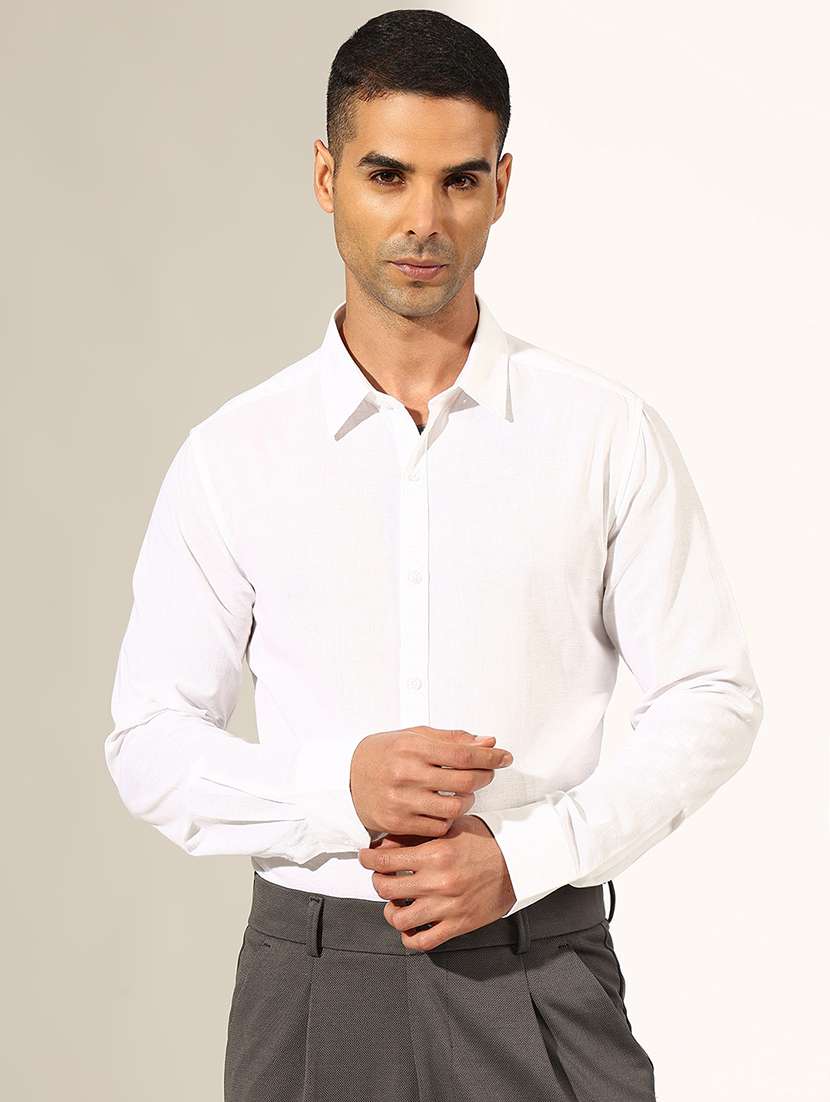 men solid collared long sleeve shirt - 22244302 -  Standard Image - 1