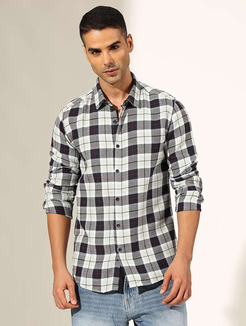 men checkered long sleeve regualr fit casual shirt - 22244304 -  Standard Image - 1