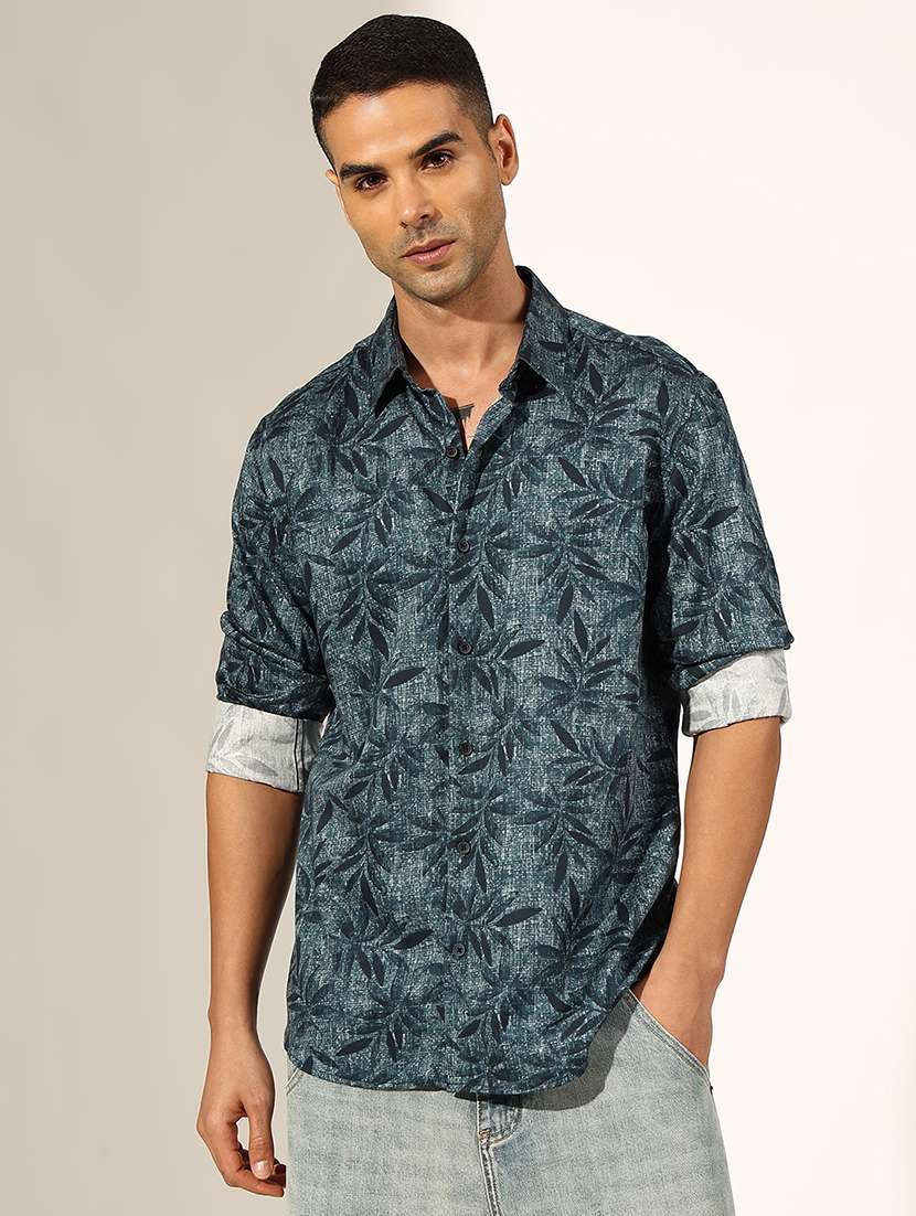 men printed collared long sleeve shirt - 22244305 -  Standard Image - 1
