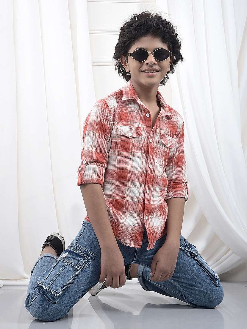 boys checkered collared long sleeve shirt - 22244309 -  Standard Image - 4