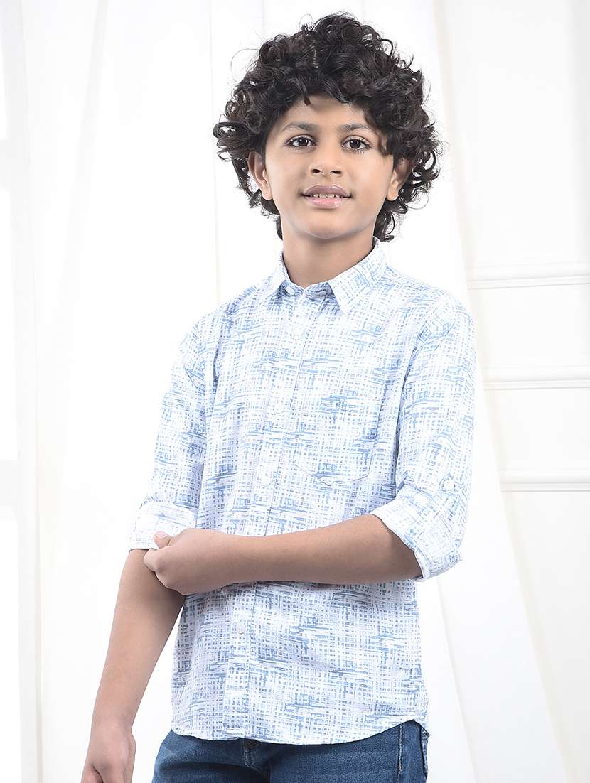 boys printed collared long sleeve shirt - 22244313 -  Standard Image - 1