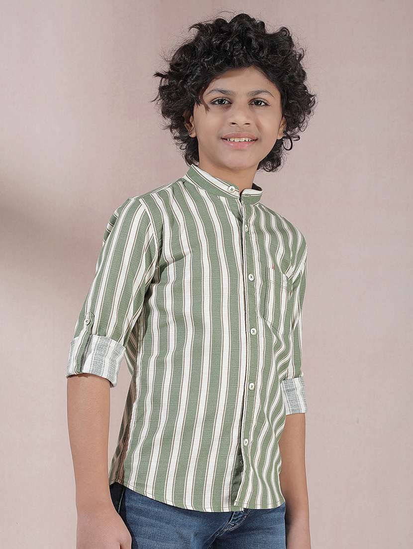 Boys Mandarin Collar Long Sleeve Shirt - 22244322 -  Standard Image - 1