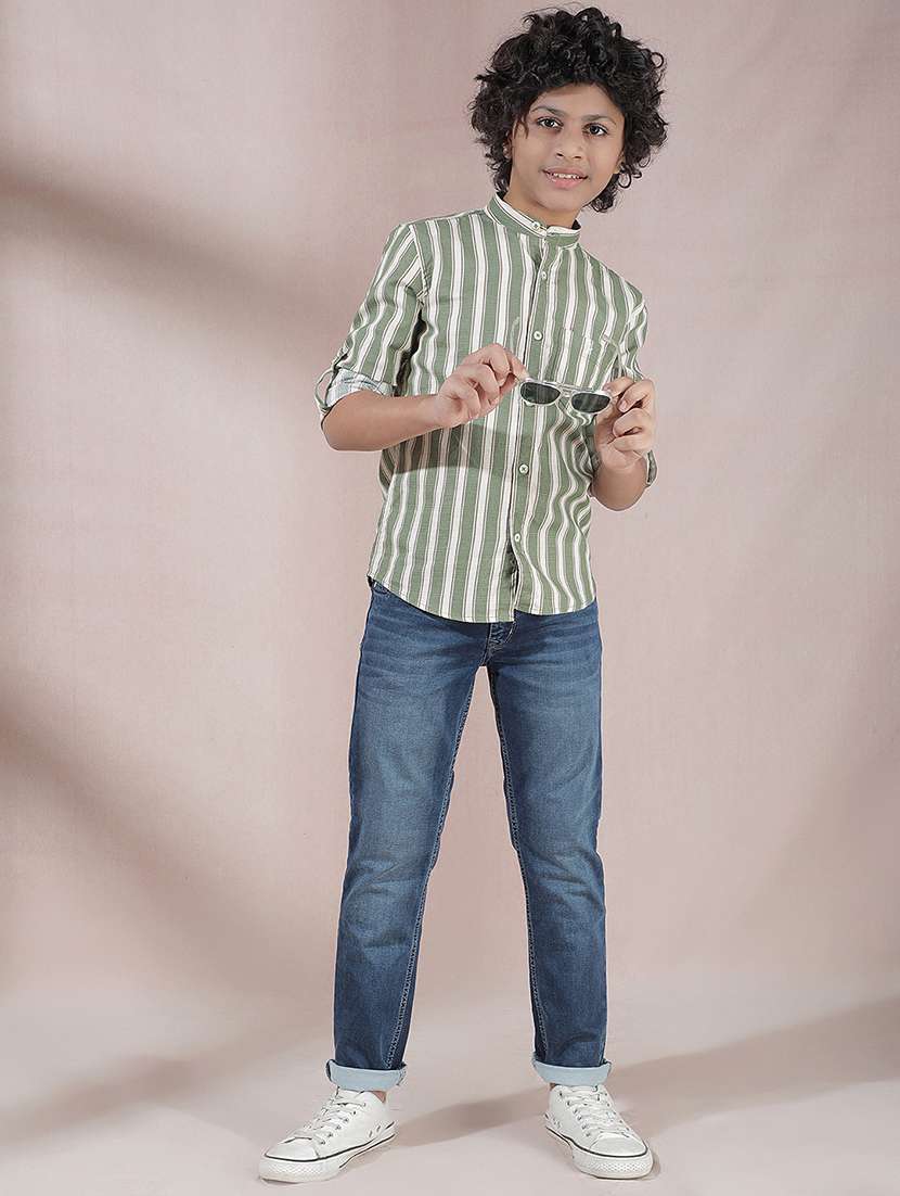 Boys Mandarin Collar Long Sleeve Shirt - 22244322 -  Standard Image - 4