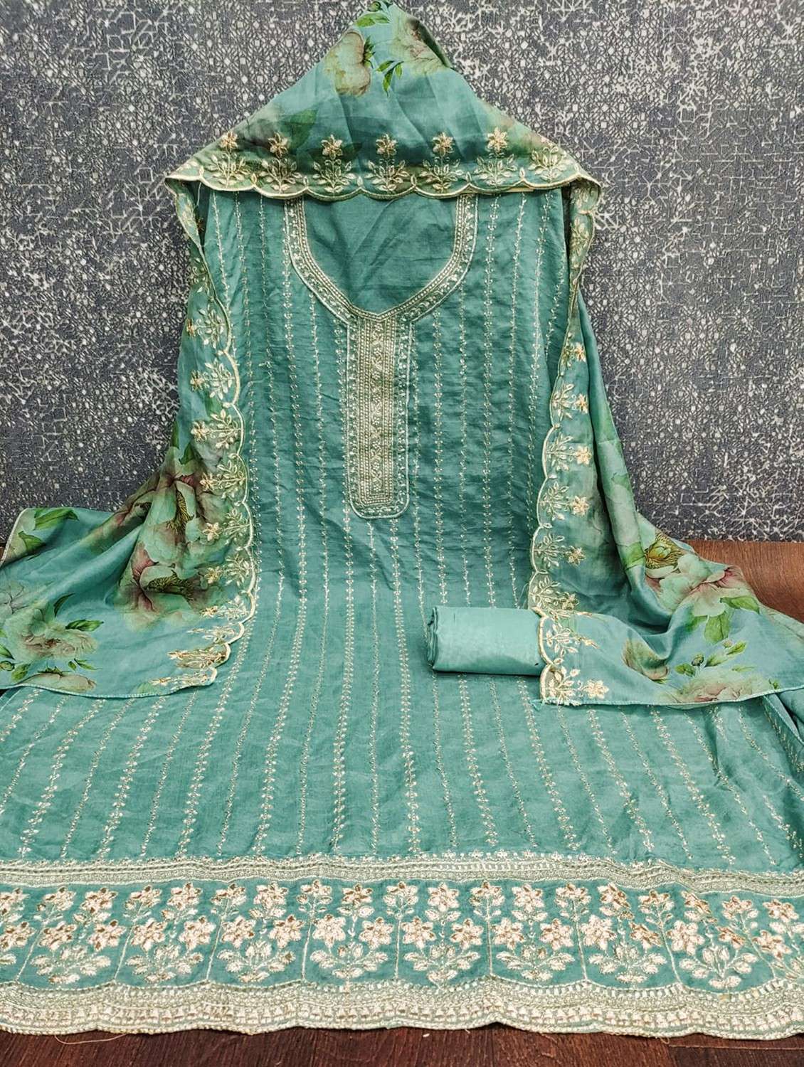 women solid with work unstitched suit set - 22244345 -  Standard Image - 1