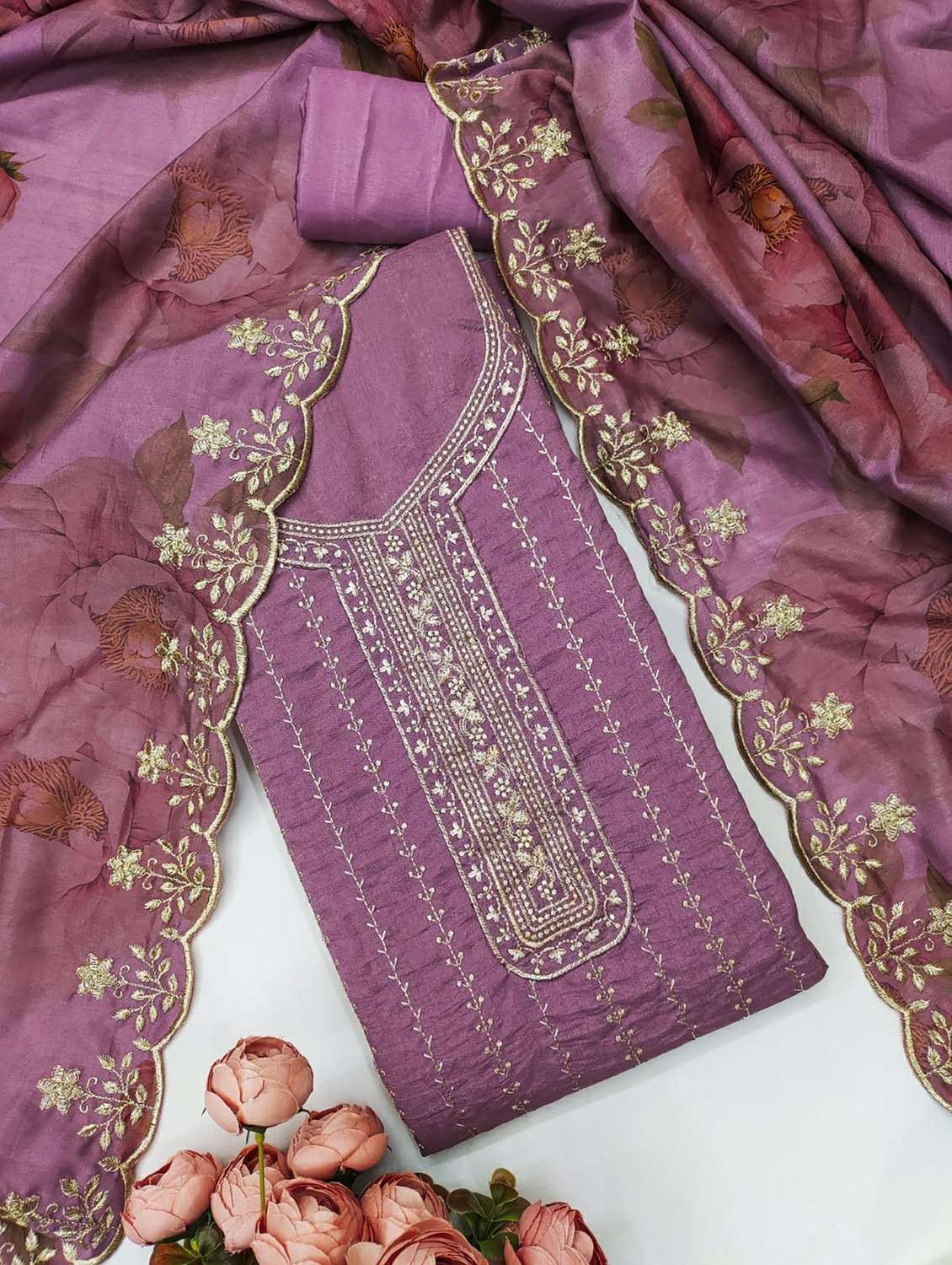 women solid with work unstitched suit set - 22244347 -  Standard Image - 1