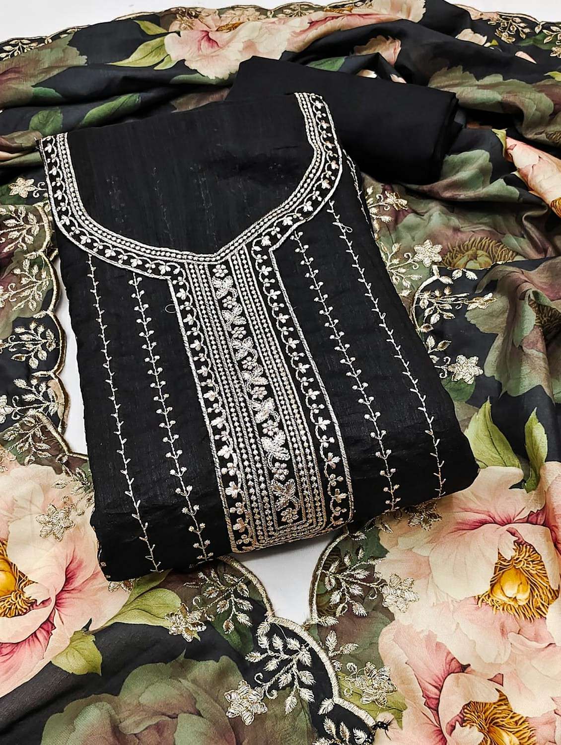 women solid with work unstitched suit set - 22244349 -  Standard Image - 1