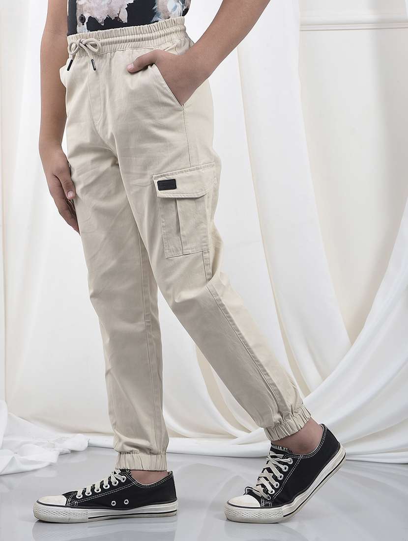 boys solid mid rise cargo - 22244351 -  Standard Image - 1