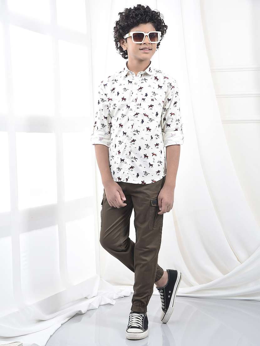 boys solid mid rise cargo - 22244352 -  Standard Image - 4