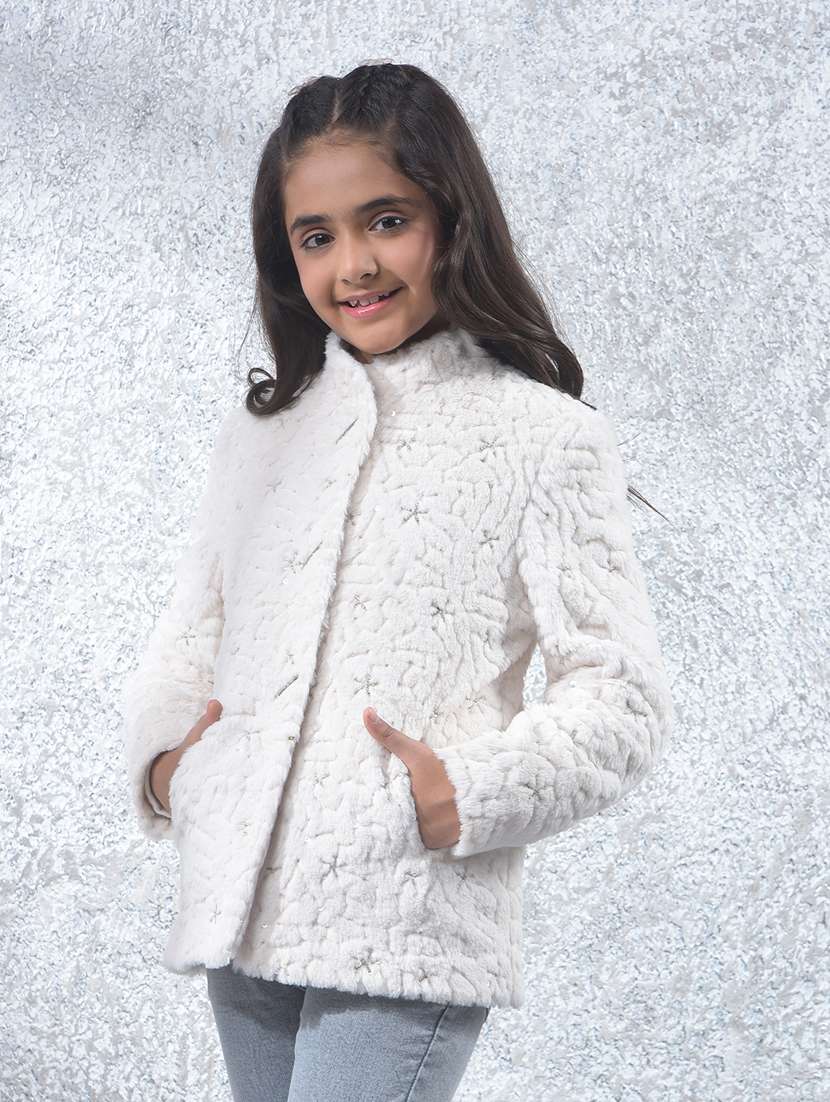 girls self designed long sleeve regular coat - 22244395 -  Standard Image - 1
