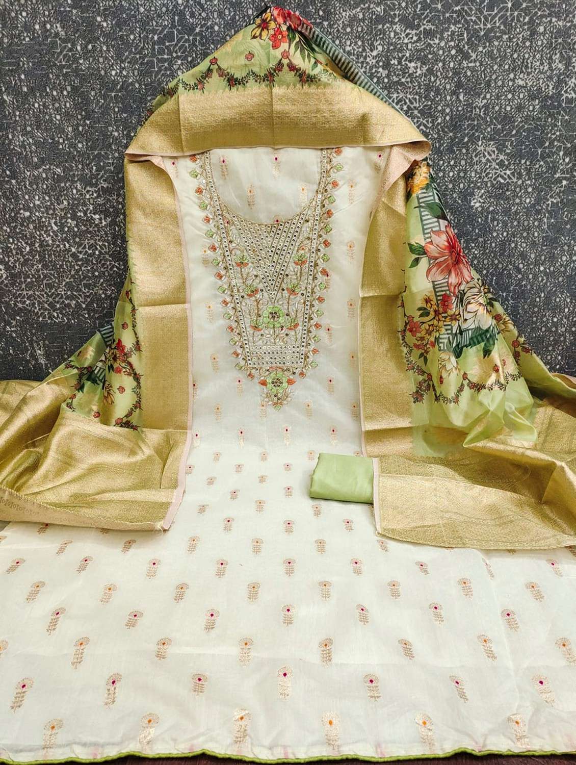 women self design embroidered unstitched suit set - 22244521 -  Standard Image - 1