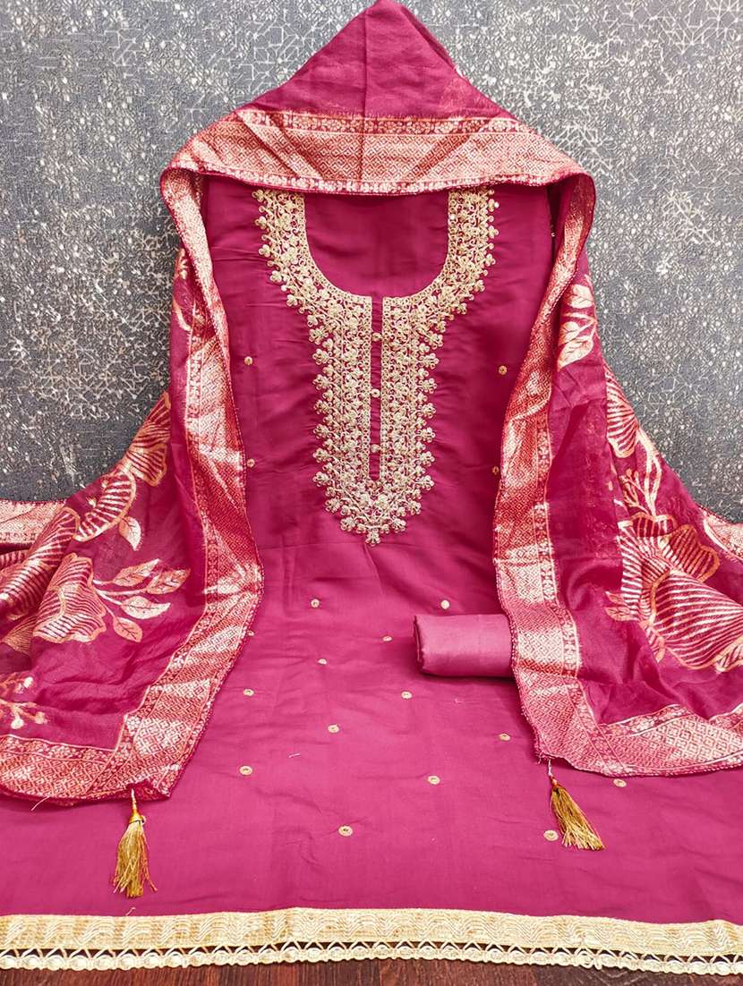 women solid with work unstitched suit set - 22244623 -  Standard Image - 1