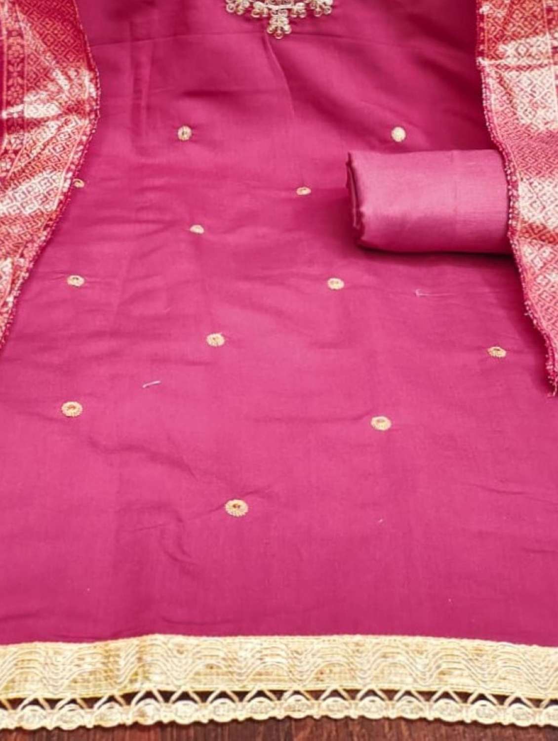 women solid with work unstitched suit set - 22244623 -  Standard Image - 4