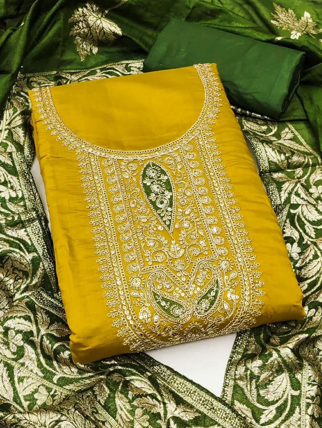 women solid with work unstitched suit set - 22244627 -  Standard Image - 1