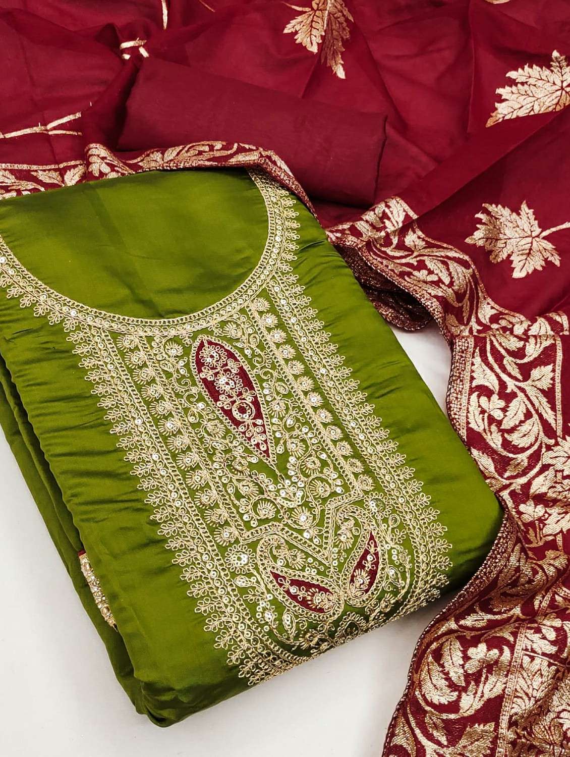 women solid with work unstitched suit set - 22244630 -  Standard Image - 1