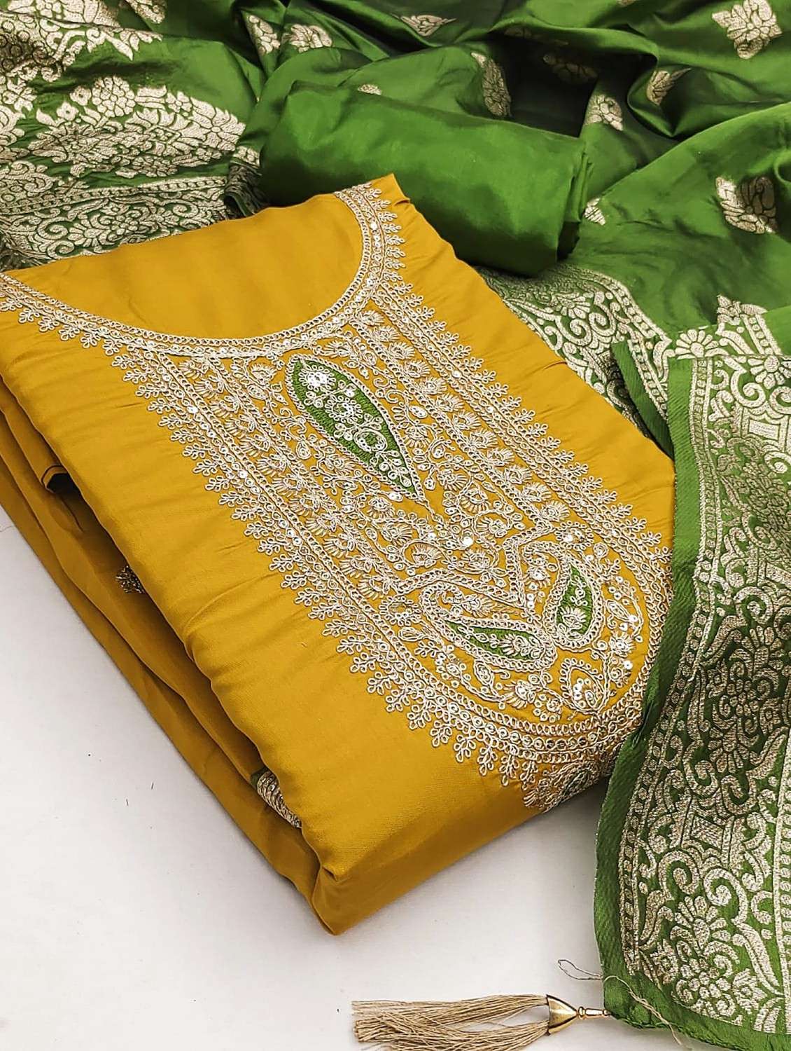 women solid with work unstitched suit set - 22244633 -  Standard Image - 1