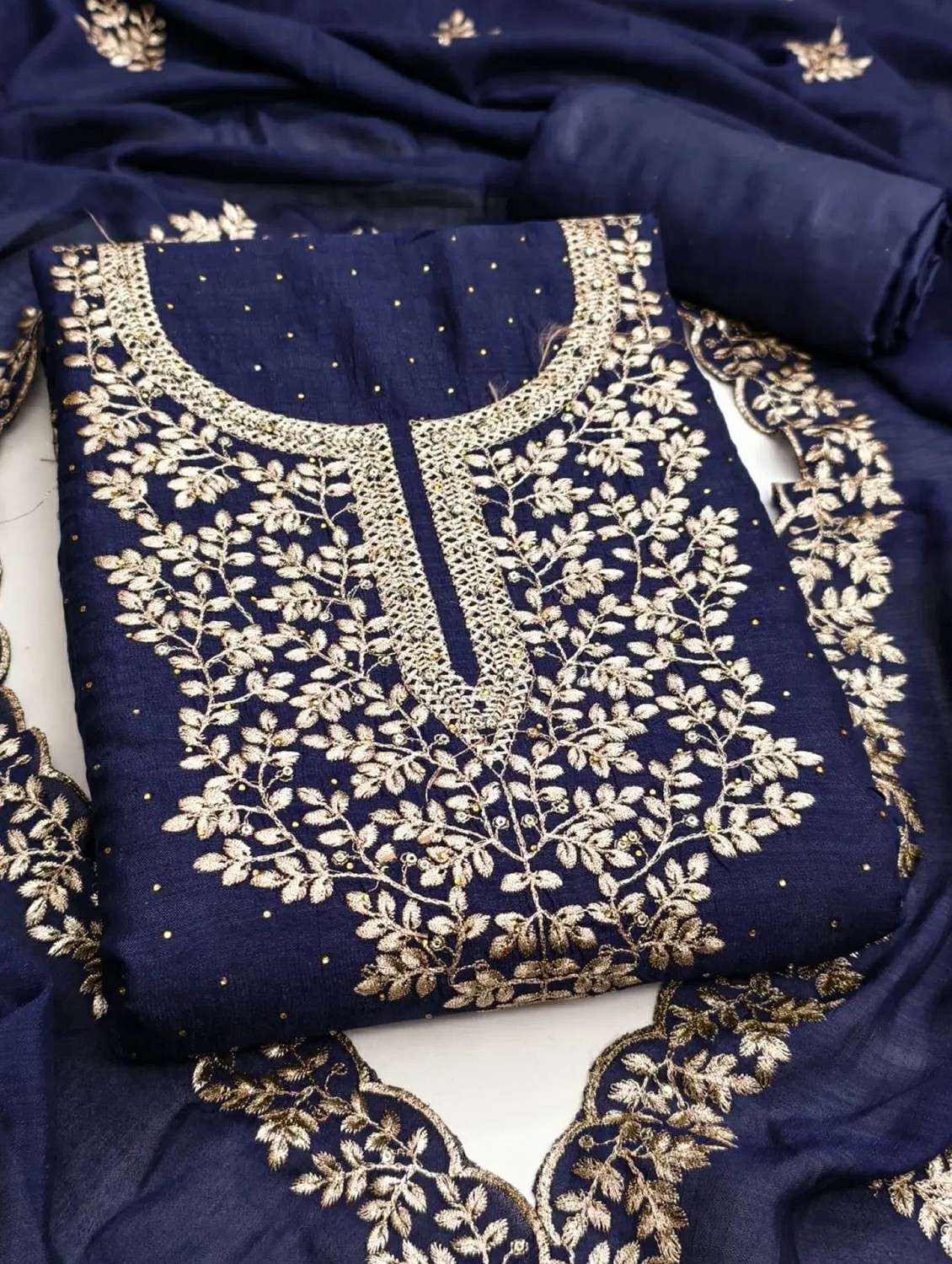 women solid with work unstitched suit set - 22245060 -  Standard Image - 1