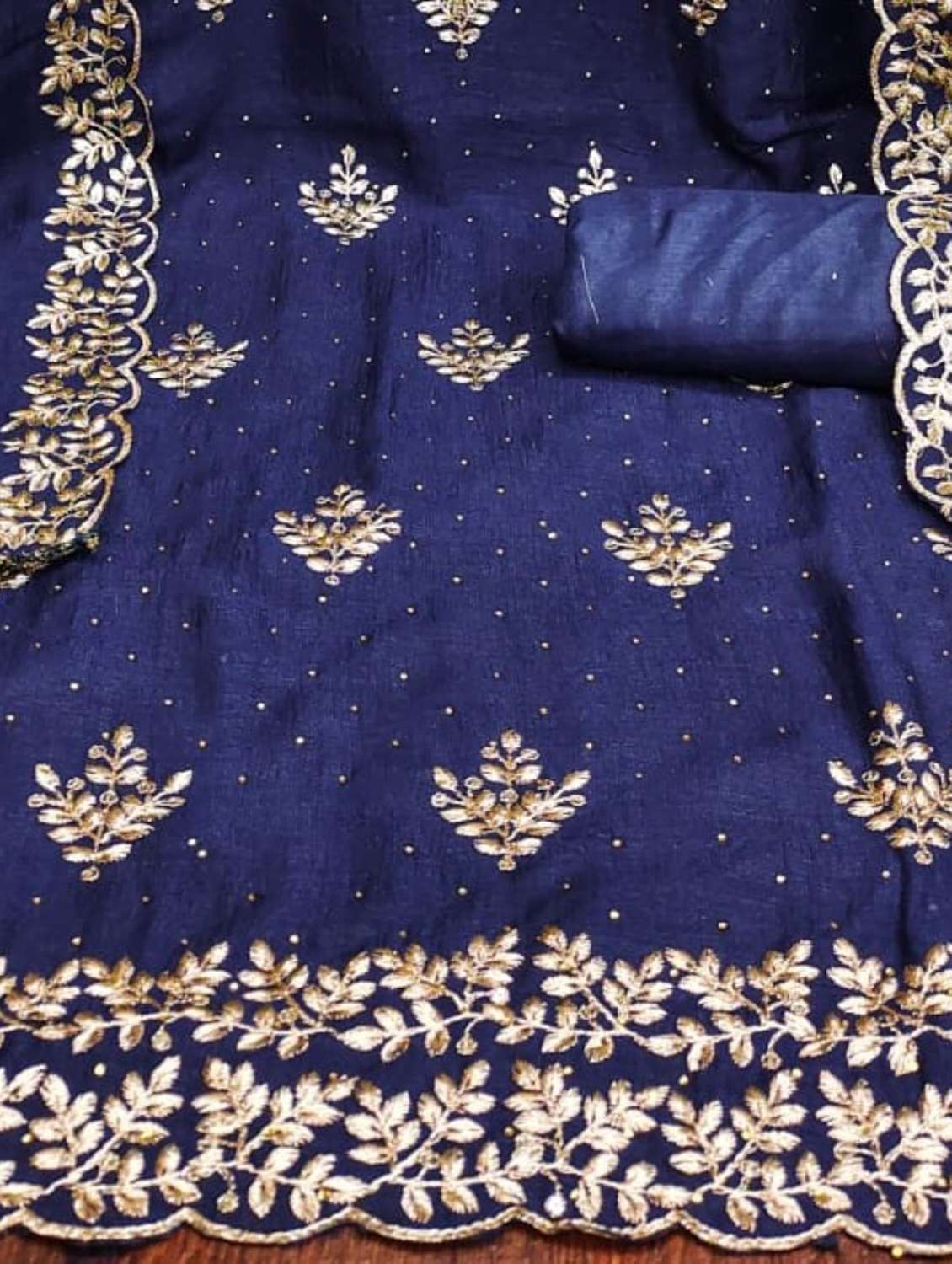 women solid with work unstitched suit set - 22245060 -  Standard Image - 4