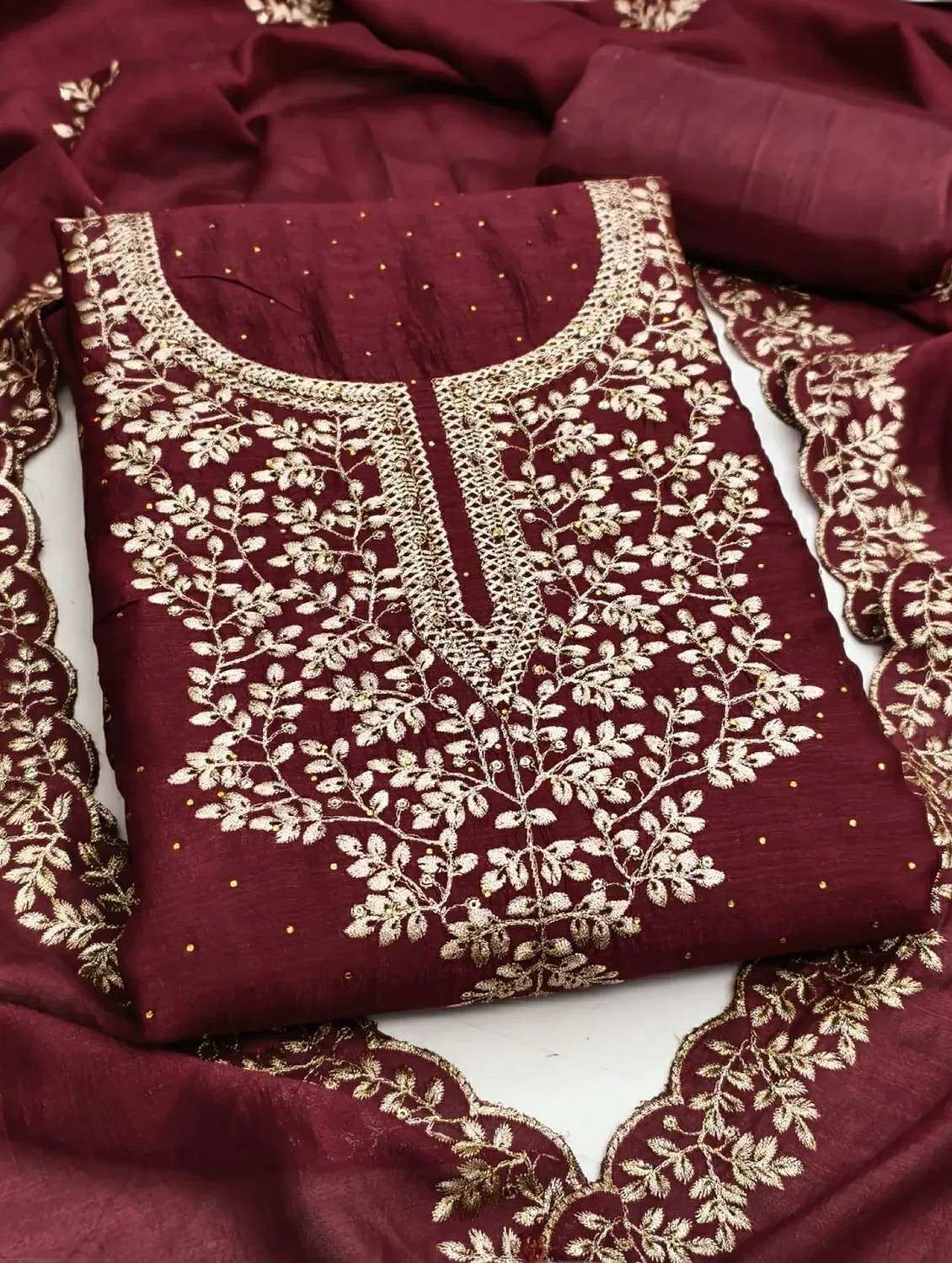 women solid with work unstitched suit set - 22245063 -  Standard Image - 1