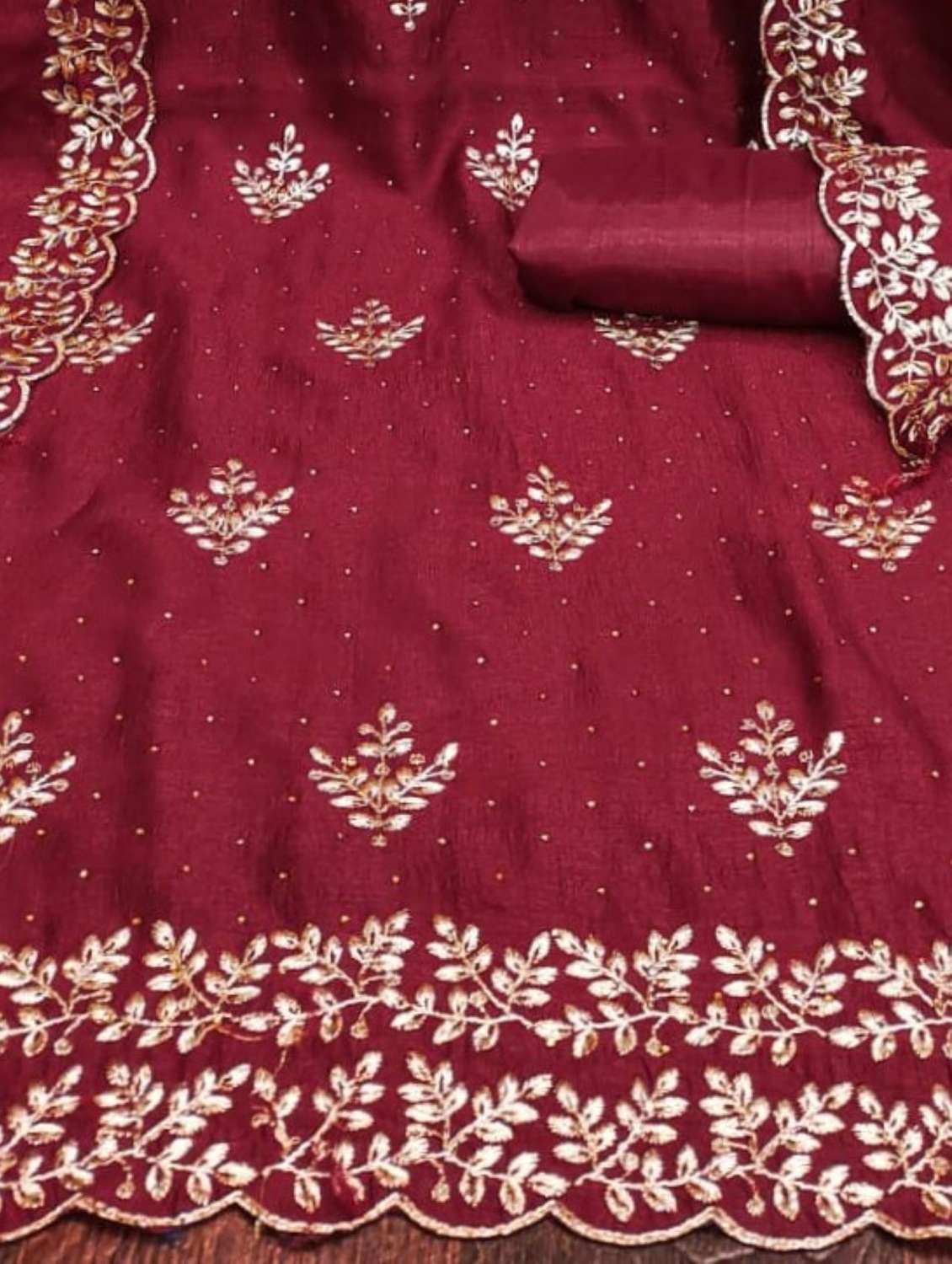 women solid with work unstitched suit set - 22245063 -  Standard Image - 4