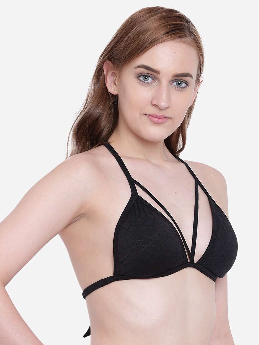 women solid halter neck plunge bra - 22245652 -  Standard Image - 1