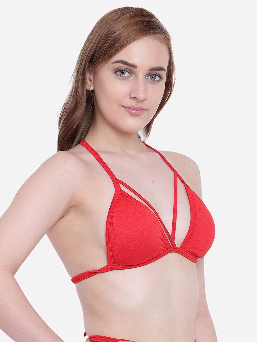 women solid halter neck plunge bra - 22245655 -  Standard Image - 1