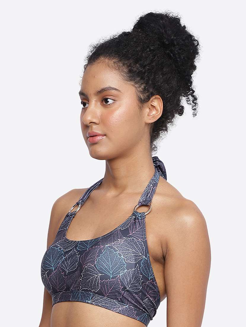 women printed lightly padded halter neck bralette - 22245661 -  Standard Image - 4