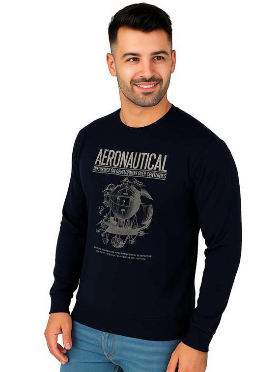 men printed long sleeve regular fit sweatshirt - 22245684 -  Standard Image - 1